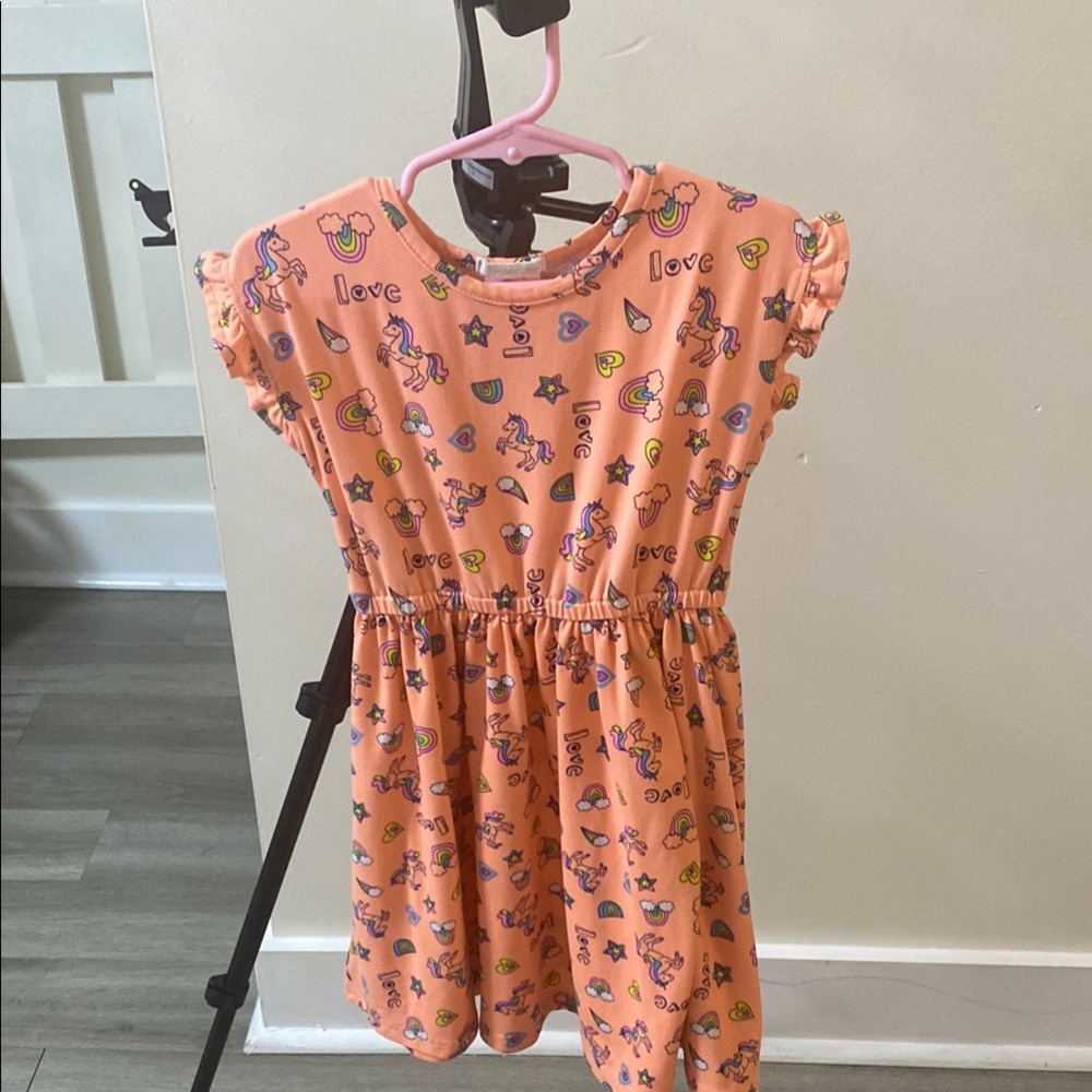 Orange Flutter Sleeve Sundress with Crew Neck